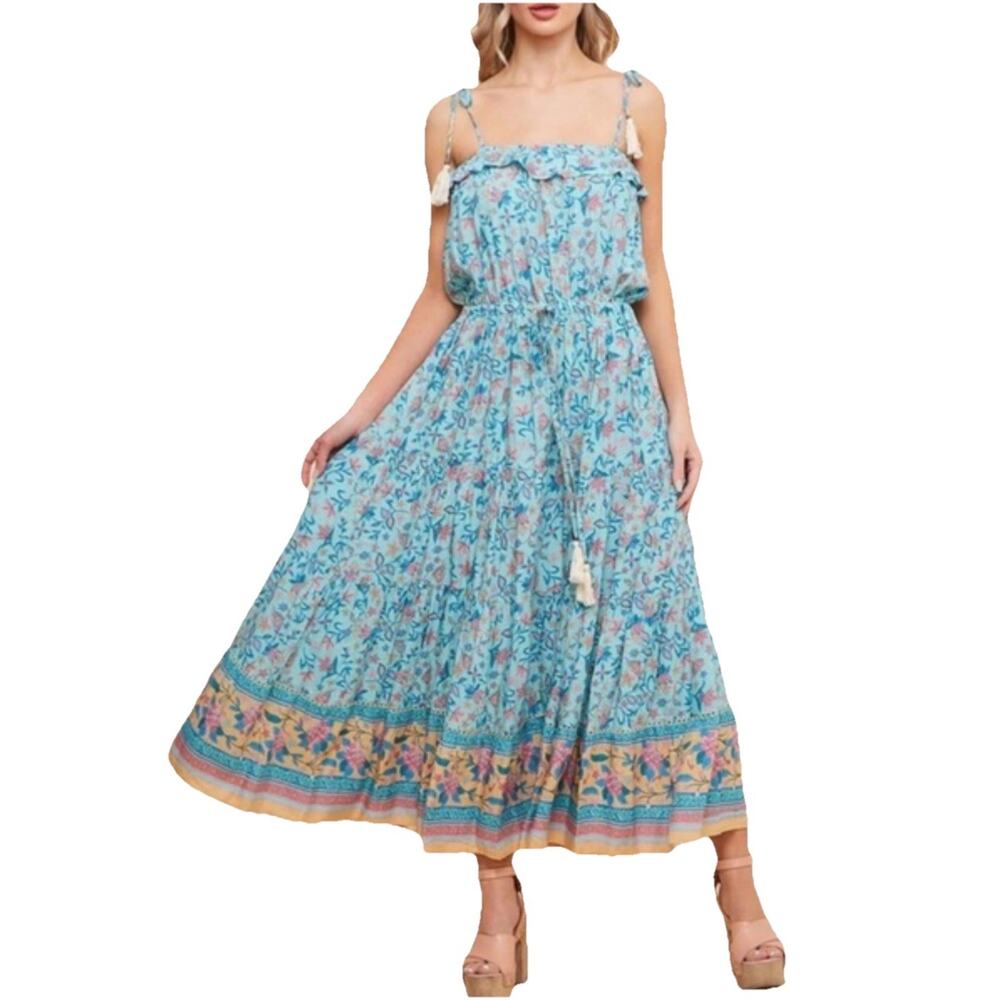 Saints & Hearts Maxi Dress Women’s Large Floral Paisley Boho Flowy Cottage core